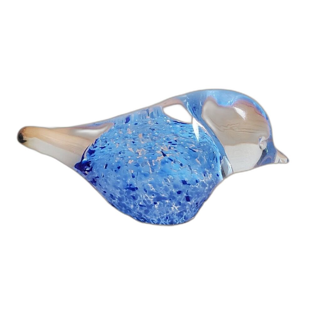 Vintage Randsfjord Bird Glass Hand Blown Blue Norway Art Glass Benny Motzfedt